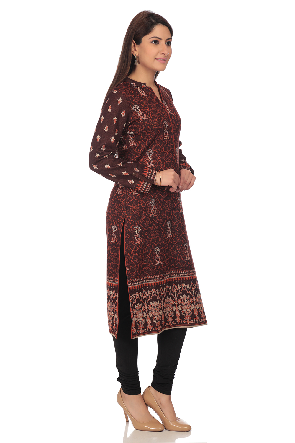 Brown Straight Poly Cotton Kurta image number 2