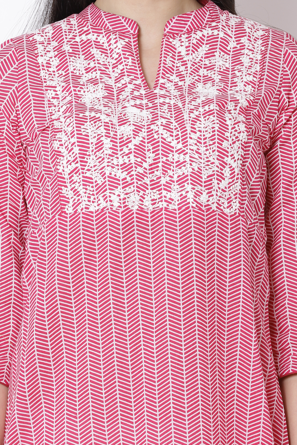 Pink Cotton A-Line Kurta image number 1