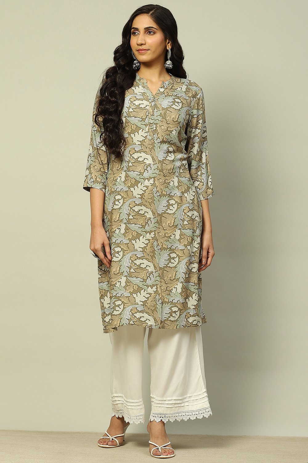 Green Printed Straight Kurta image number 5