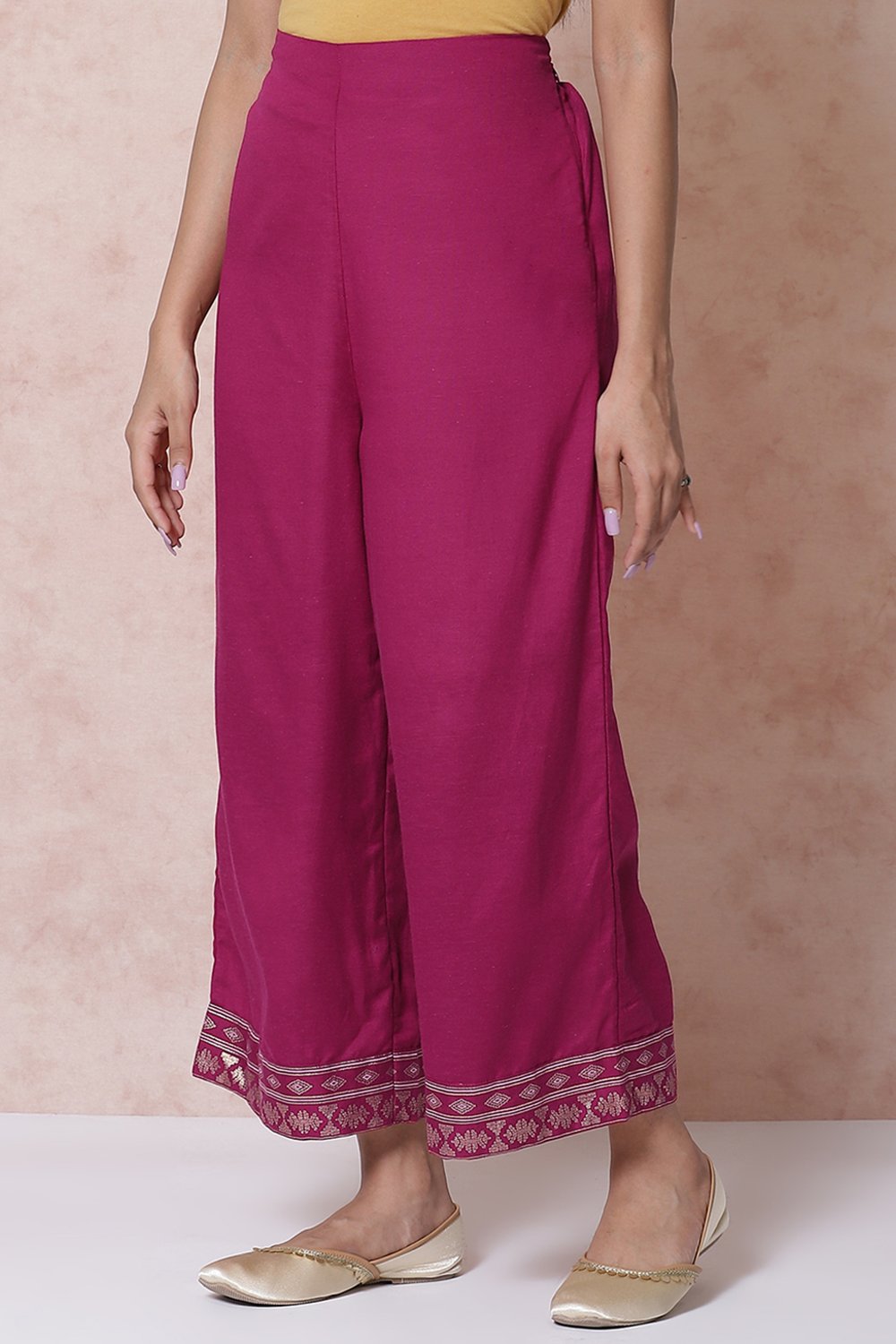 Wine LIVA Palazzo Pants image number 3