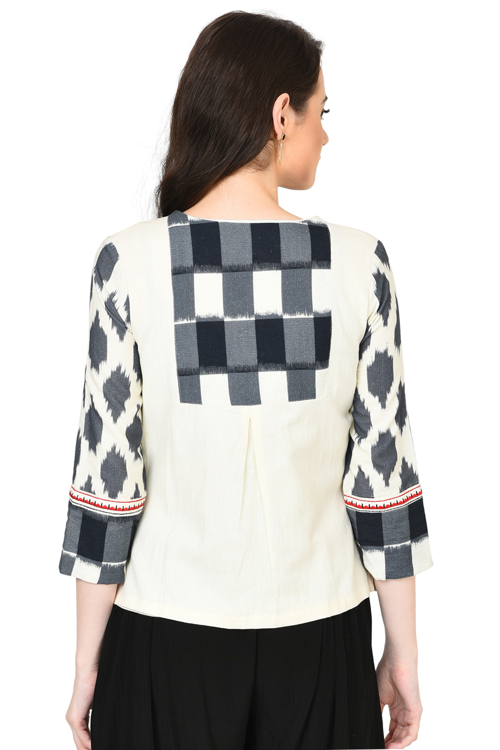 Off White Cotton Jacket image number 4