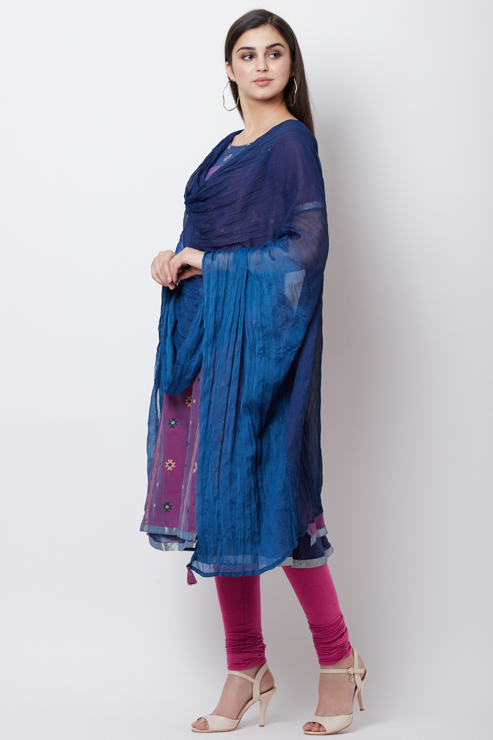 Blue And Teal Polyester Chiffon Dupatta image number 2