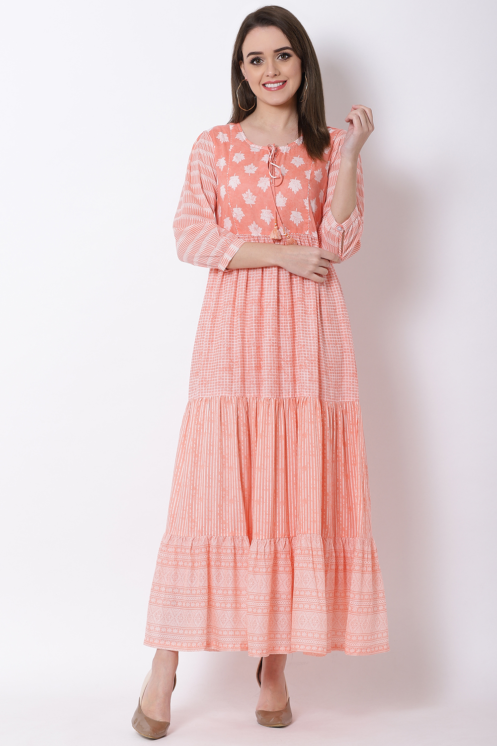 Peach Viscose Dress image number 0