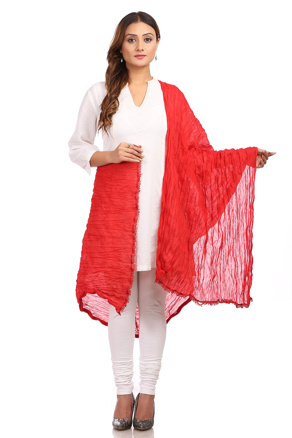 Tomato Red Cotton Stole image number 0