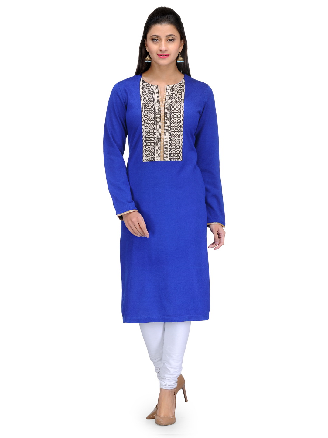 Blue Acrylic Straight Kurta image number 0