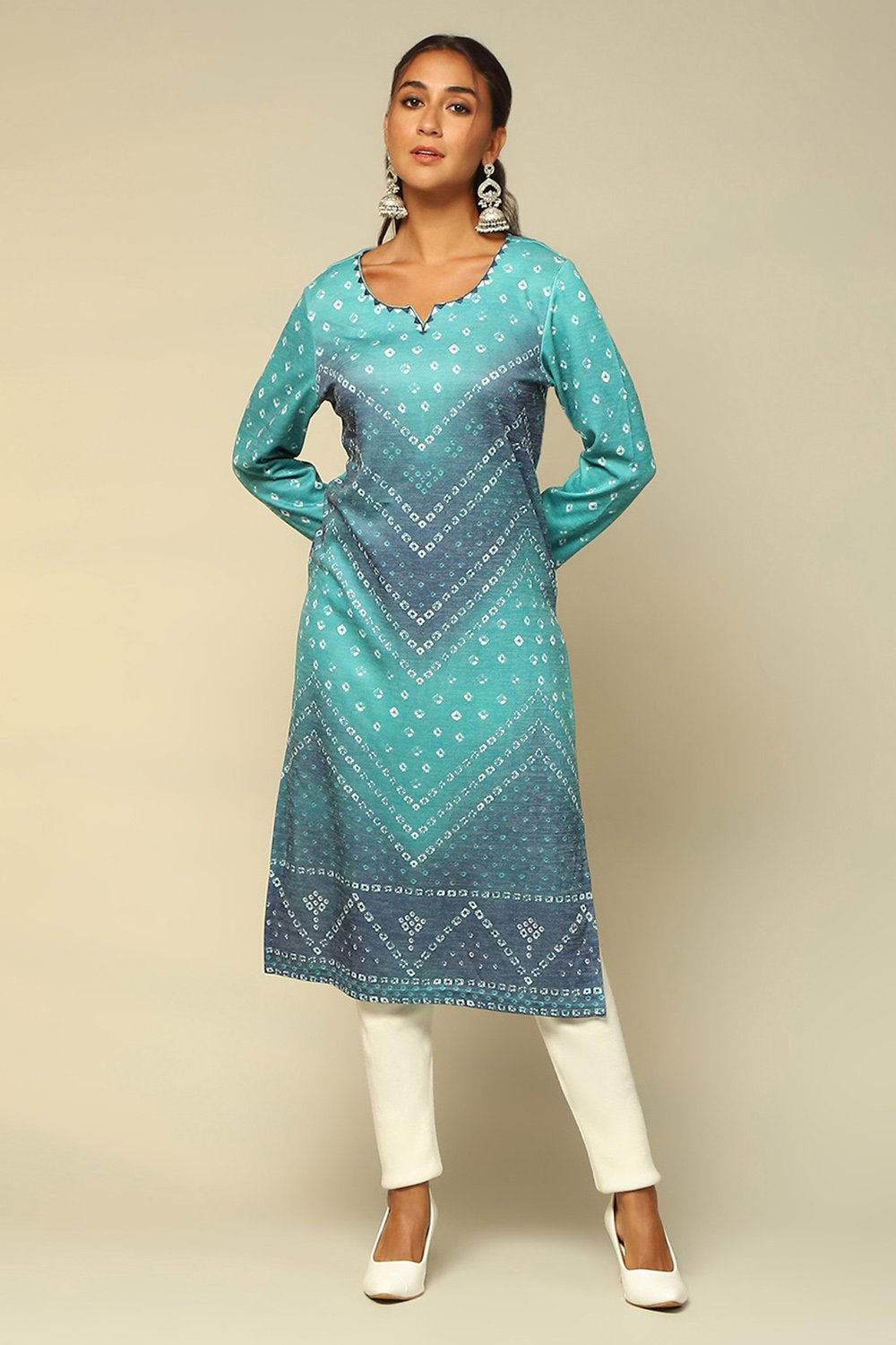 Green Acrylic Printed Straight Kurta image number 5