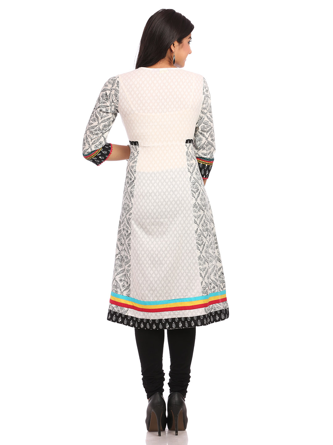 White Flared Cotton Kurta image number 1