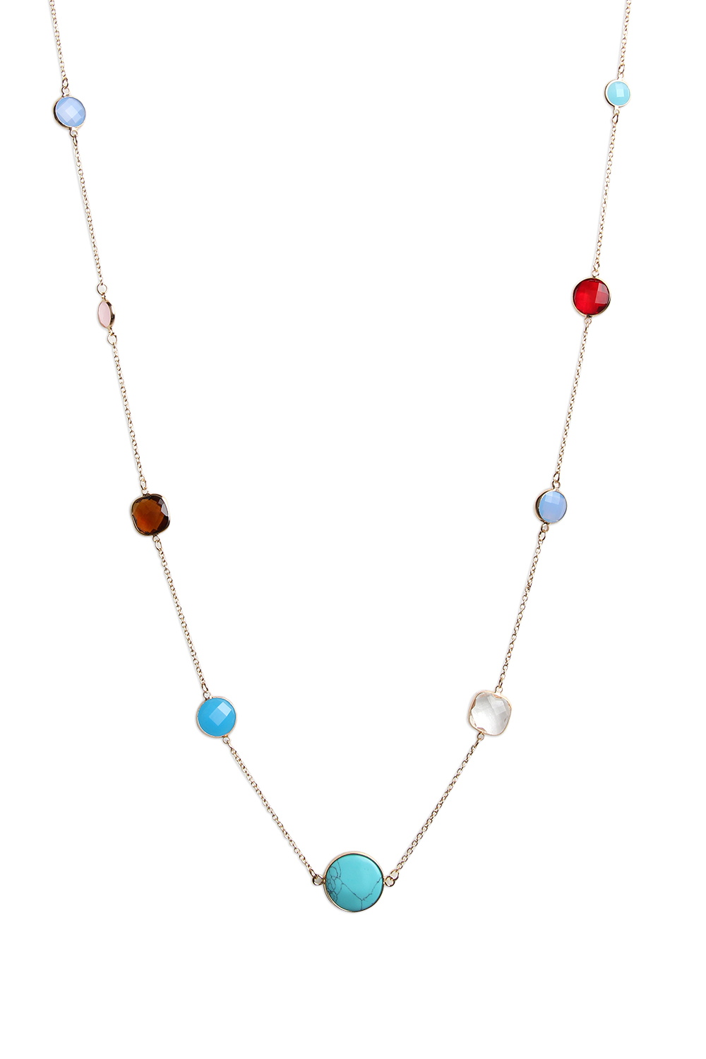 Multicolor Glass Faceted Beads Necklace image number 2