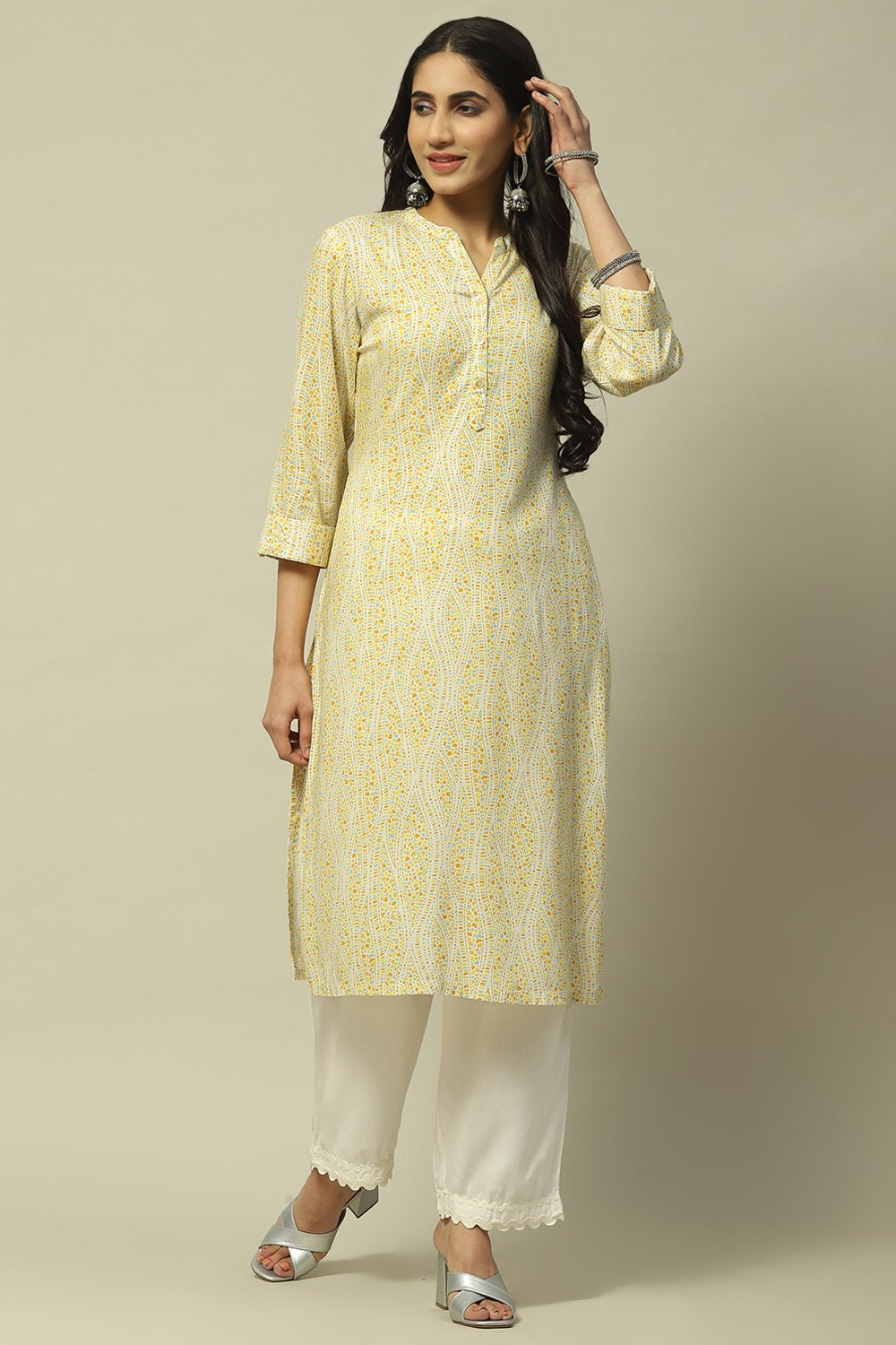 White Rayon Staight Kurta image number 0