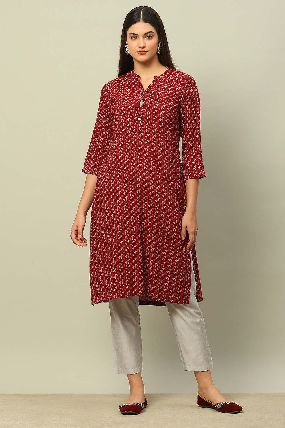 Blue Viscose Blend Printed Straight Kurta image number 5