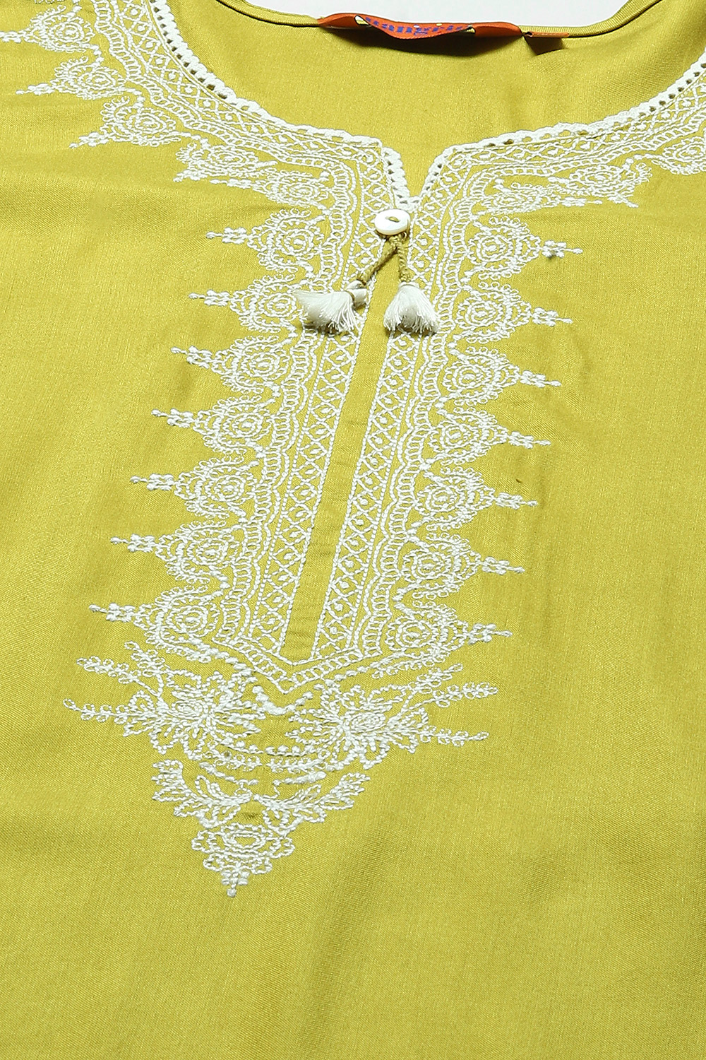 Lime Green LIVA Straight Kurta image number 1