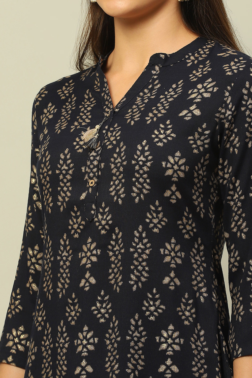 Black Viscose Blend Straight Printed Kurta Salwar Suit Set image number 1