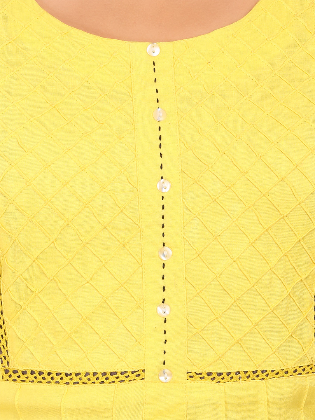 Yellow Cotton Straight Kurta image number 4