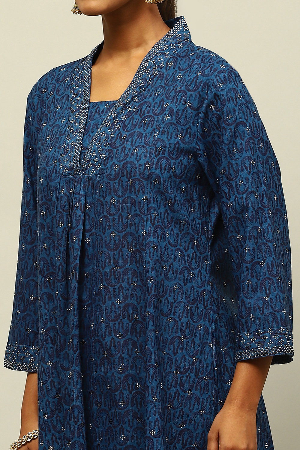 Blue Rayon Kalidar Printed Kurta Palazzo Suit Set image number 1