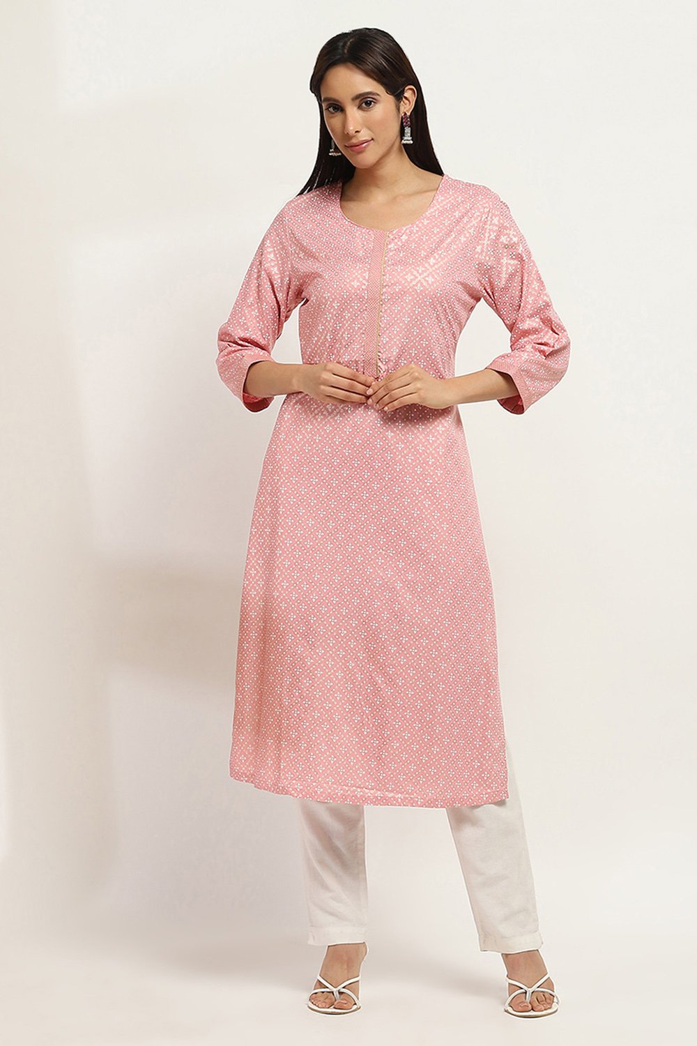 Peach Viscose Straight Kurta image number 5