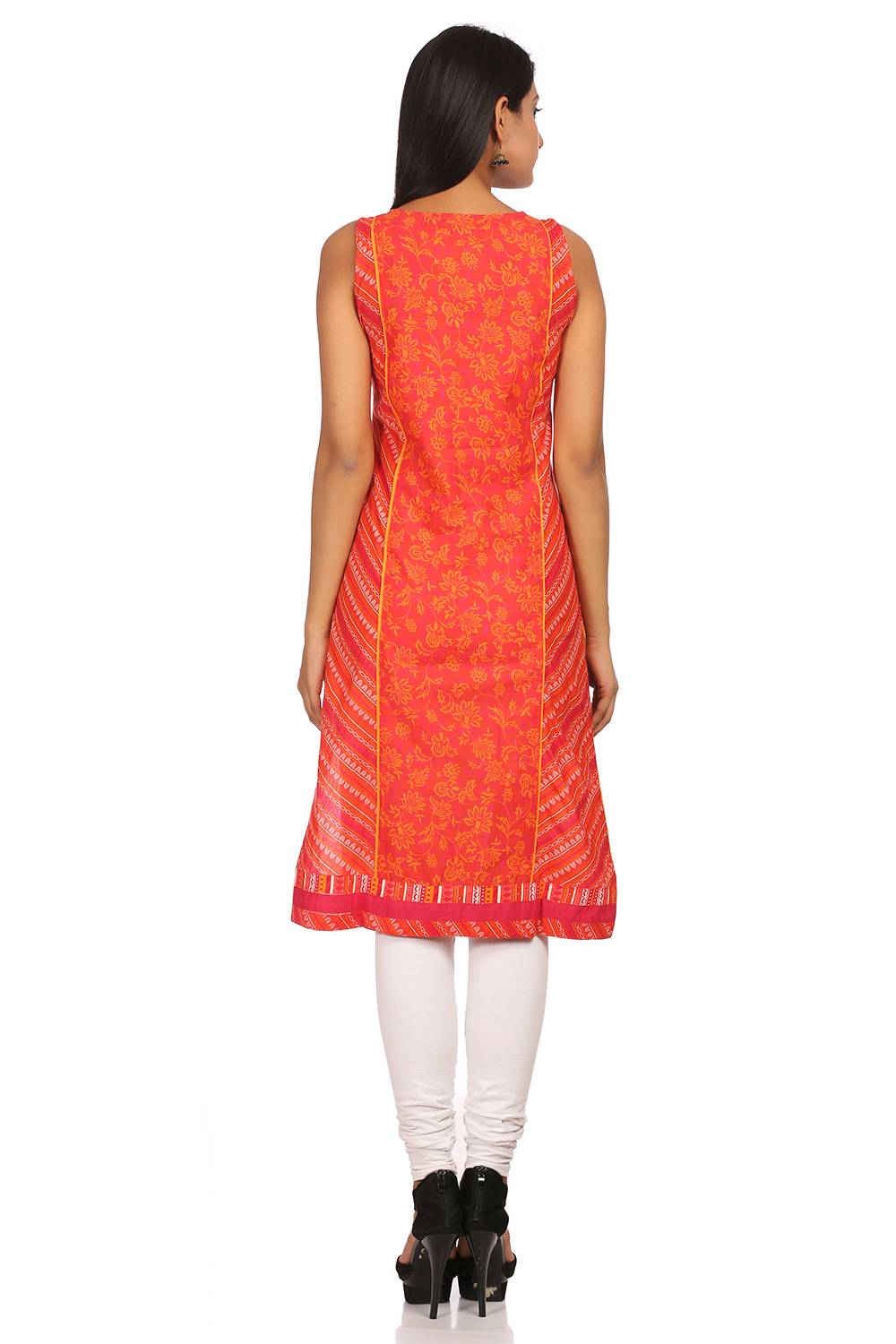 Red Straight Cotton Kurta image number 3