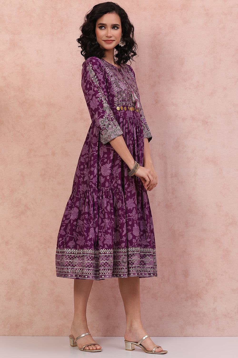 Purple LIVA Tiered Dress image number 3