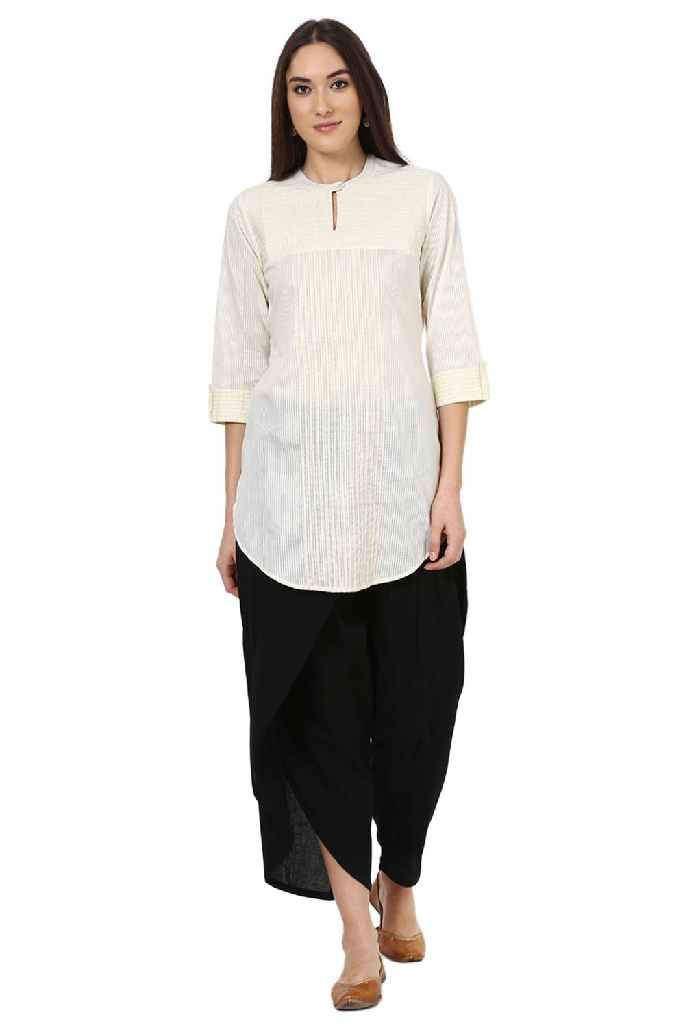 Off White Straight Cotton Indie Top image number 6