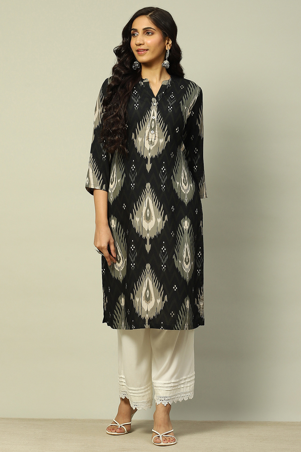 Black Printed Straight Kurta image number 5