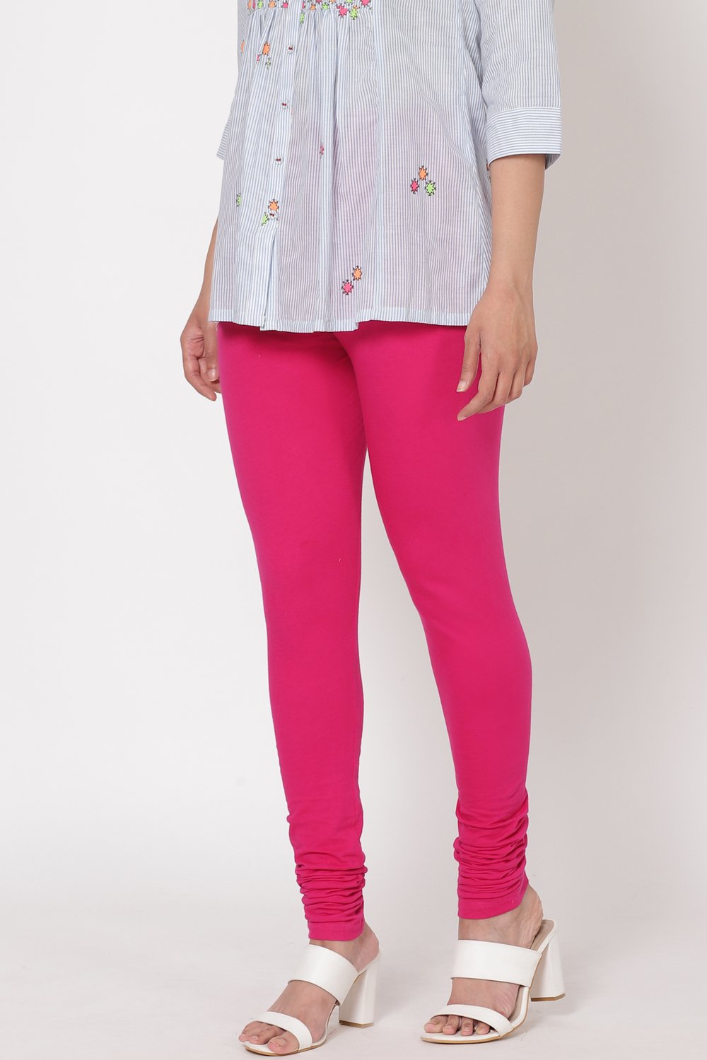 Pink Cotton Churidar image number 2