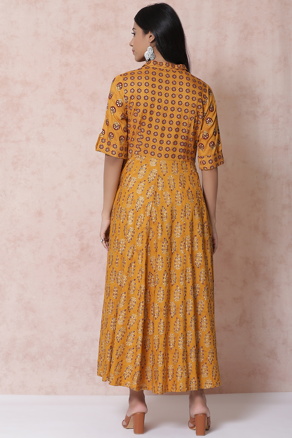 Mustard LIVA Kalidar Dress image number 4