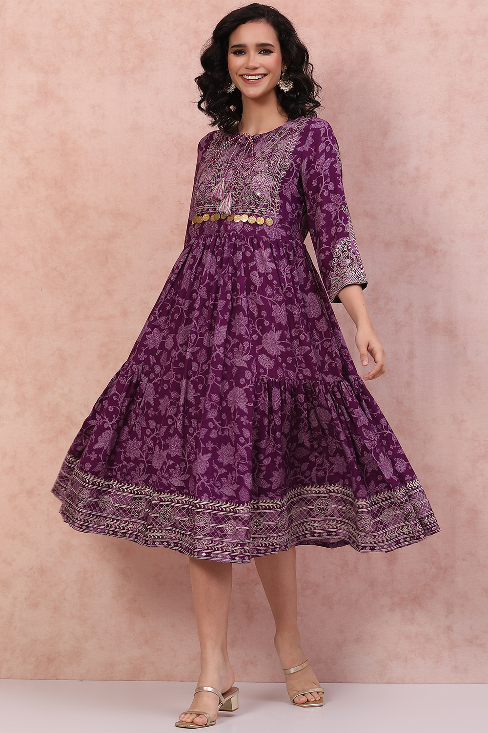 Purple LIVA Tiered Dress image number 7