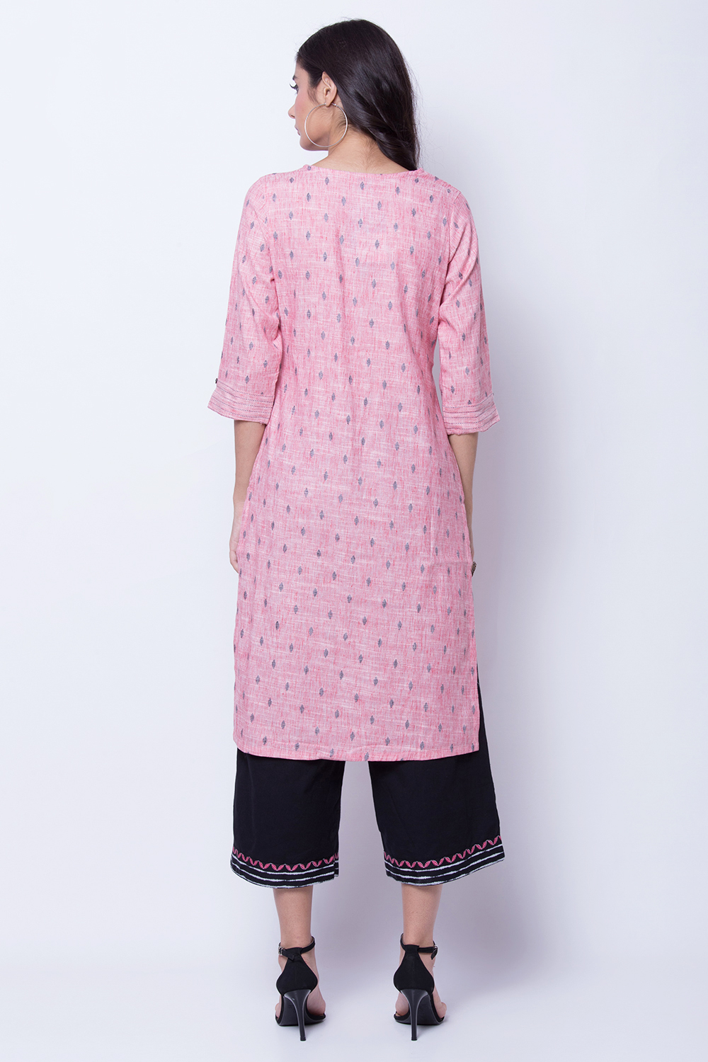 Peach Poly Cotton Straight Kurta image number 4