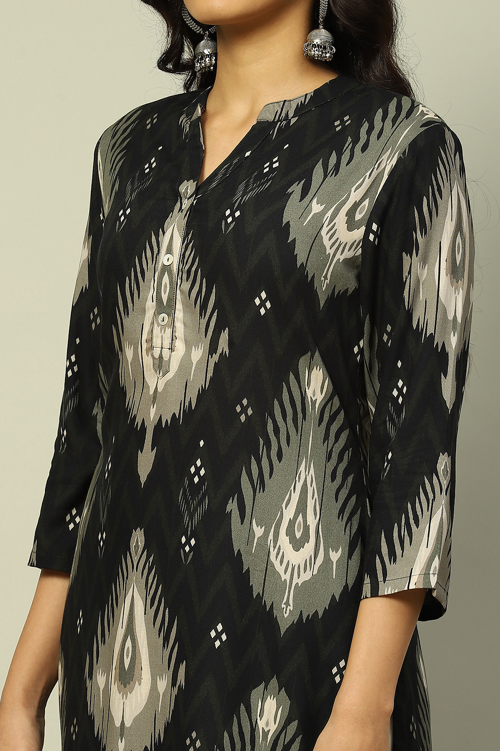 Black Printed Straight Kurta image number 1