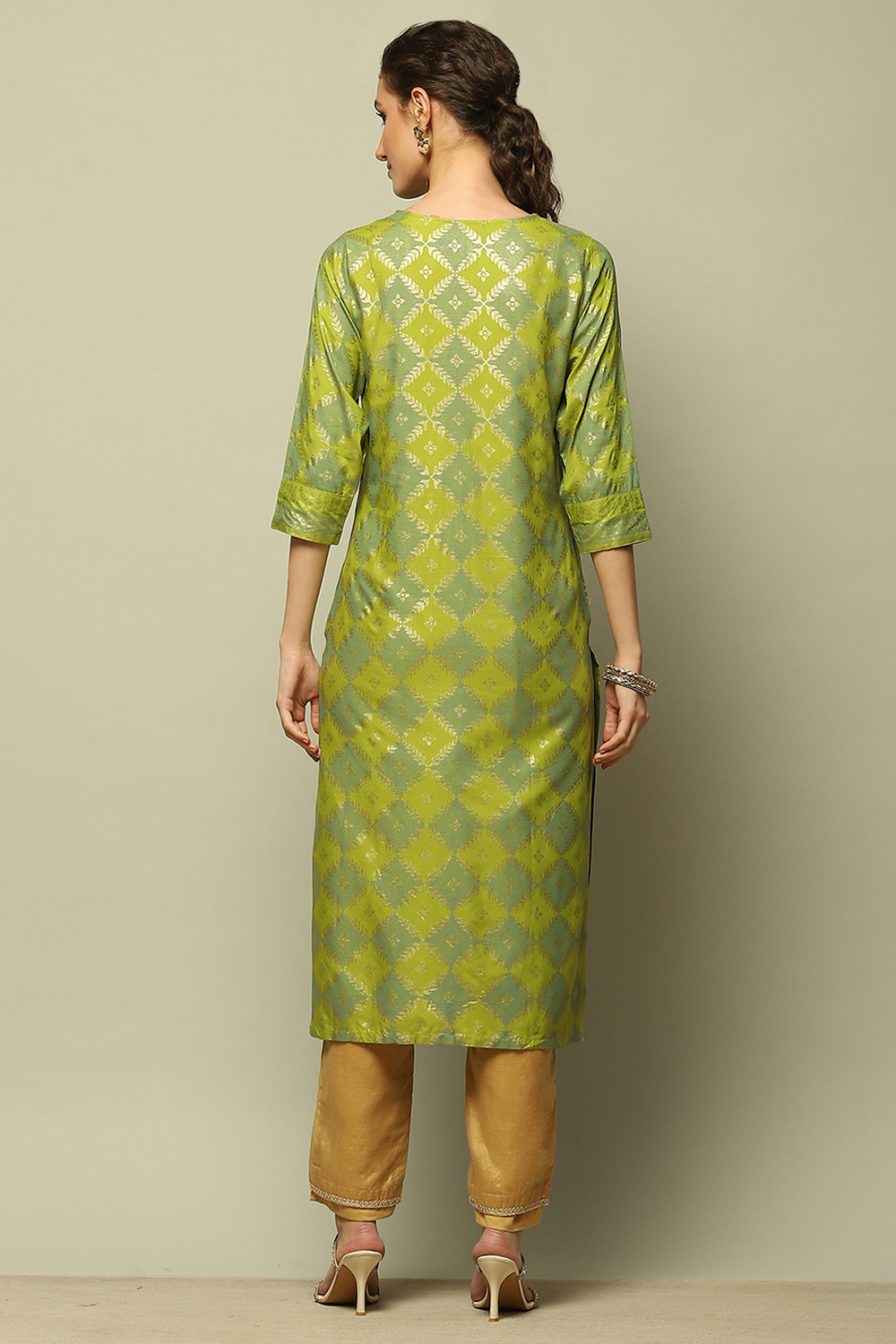 Blue Rayon Printed Straight Kurta image number 3