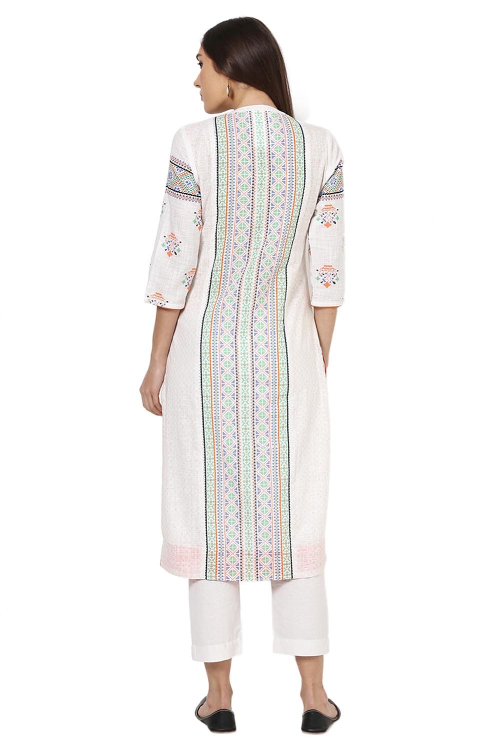 White Straight Cotton Kurta image number 5