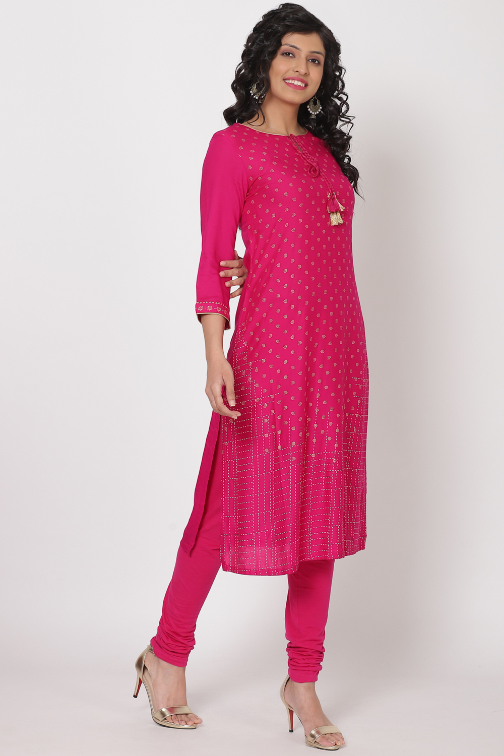 Pink Viscose Rayon Straight Kurta image number 3