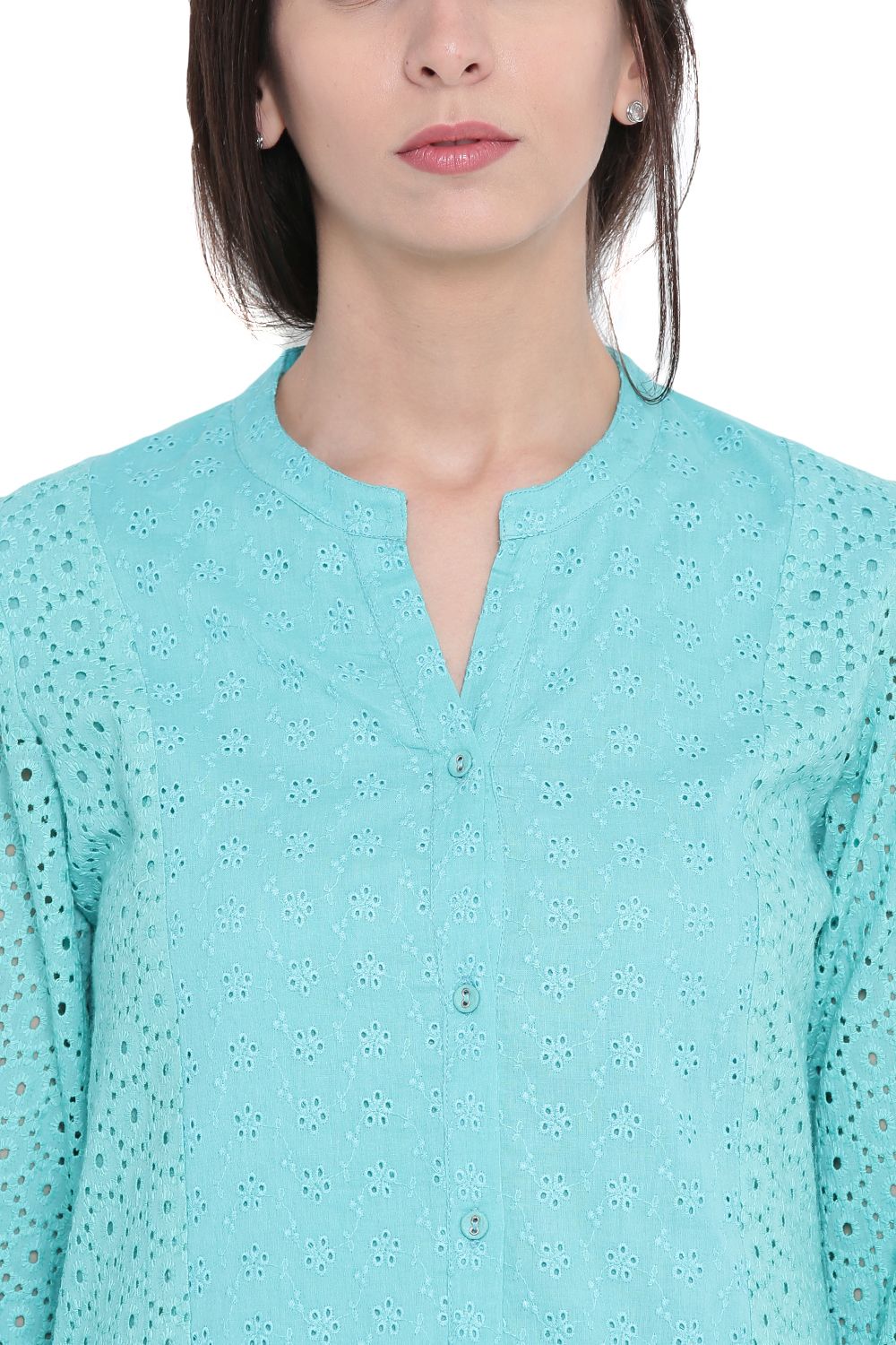 Aqua Cotton Straight Kurta image number 1