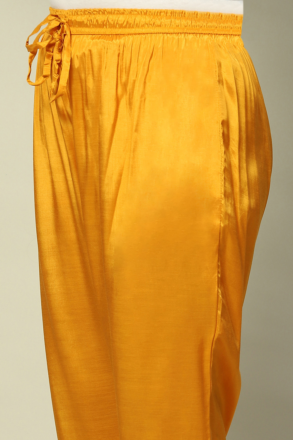 Mustard Yellow Viscose Shantoon Pleated Festive Kurta Set image number 2