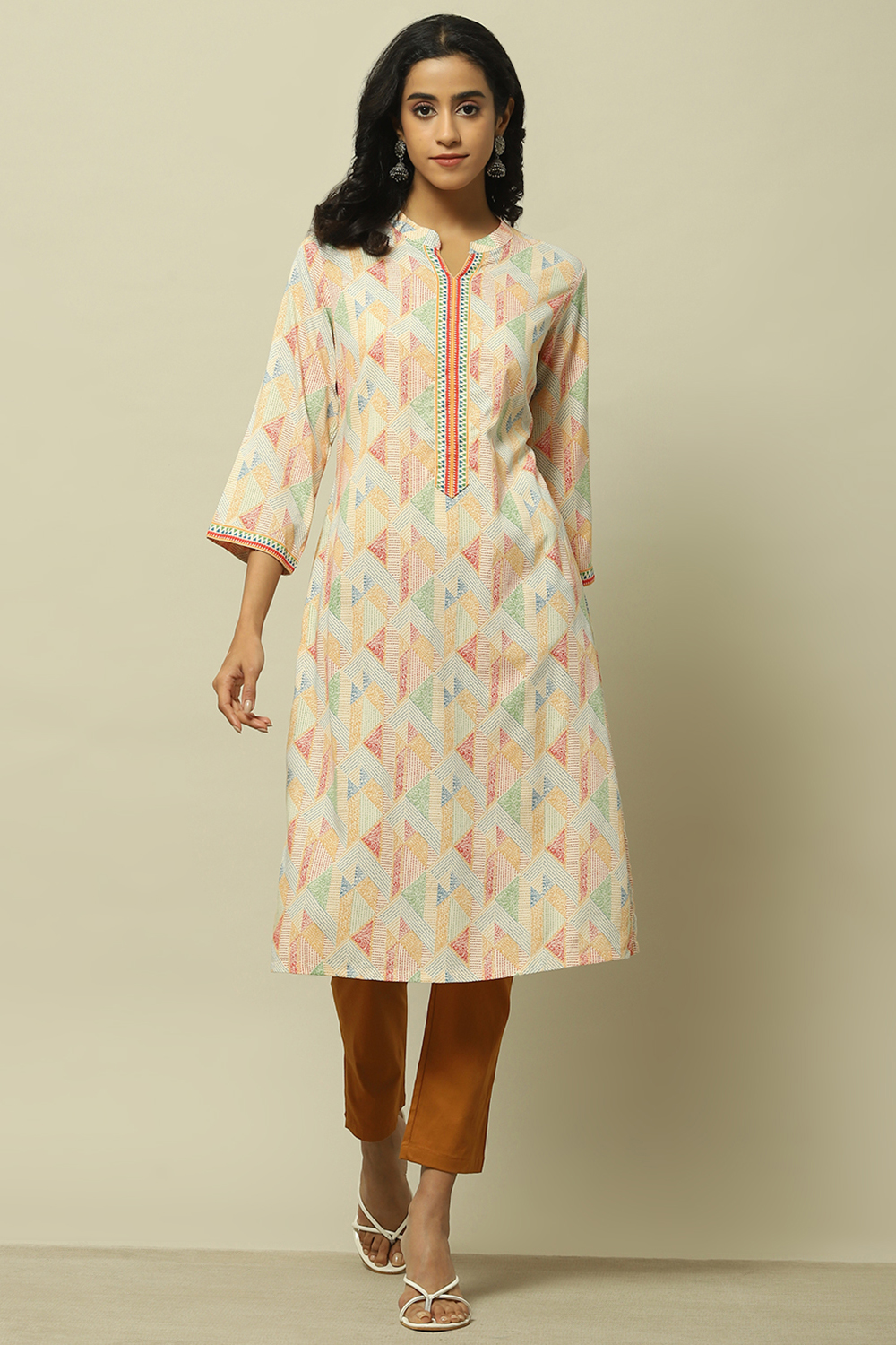 Multi-coloured Printed Straight Kurta image number 5