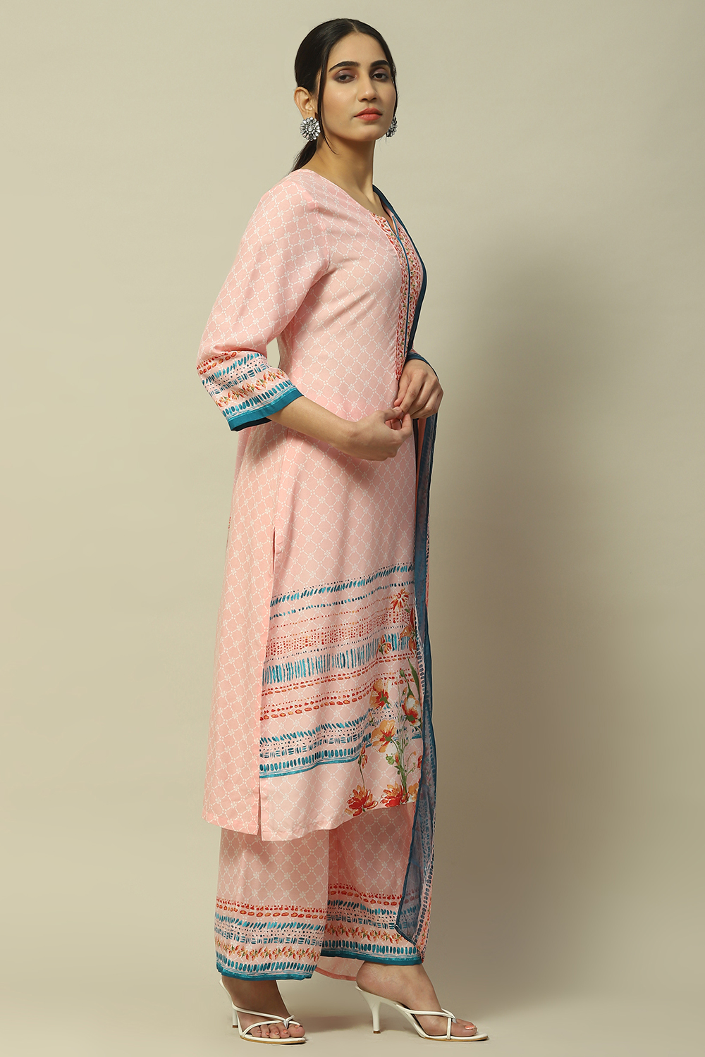 Pink Rayon Straight Suit Set image number 6