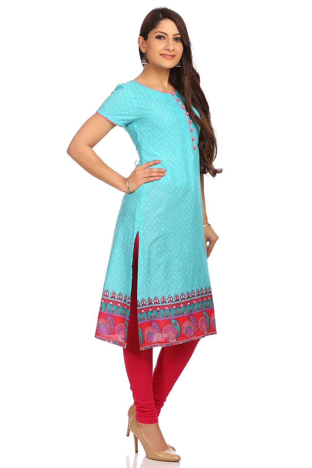 Blue Straight Cotton Kurta image number 1