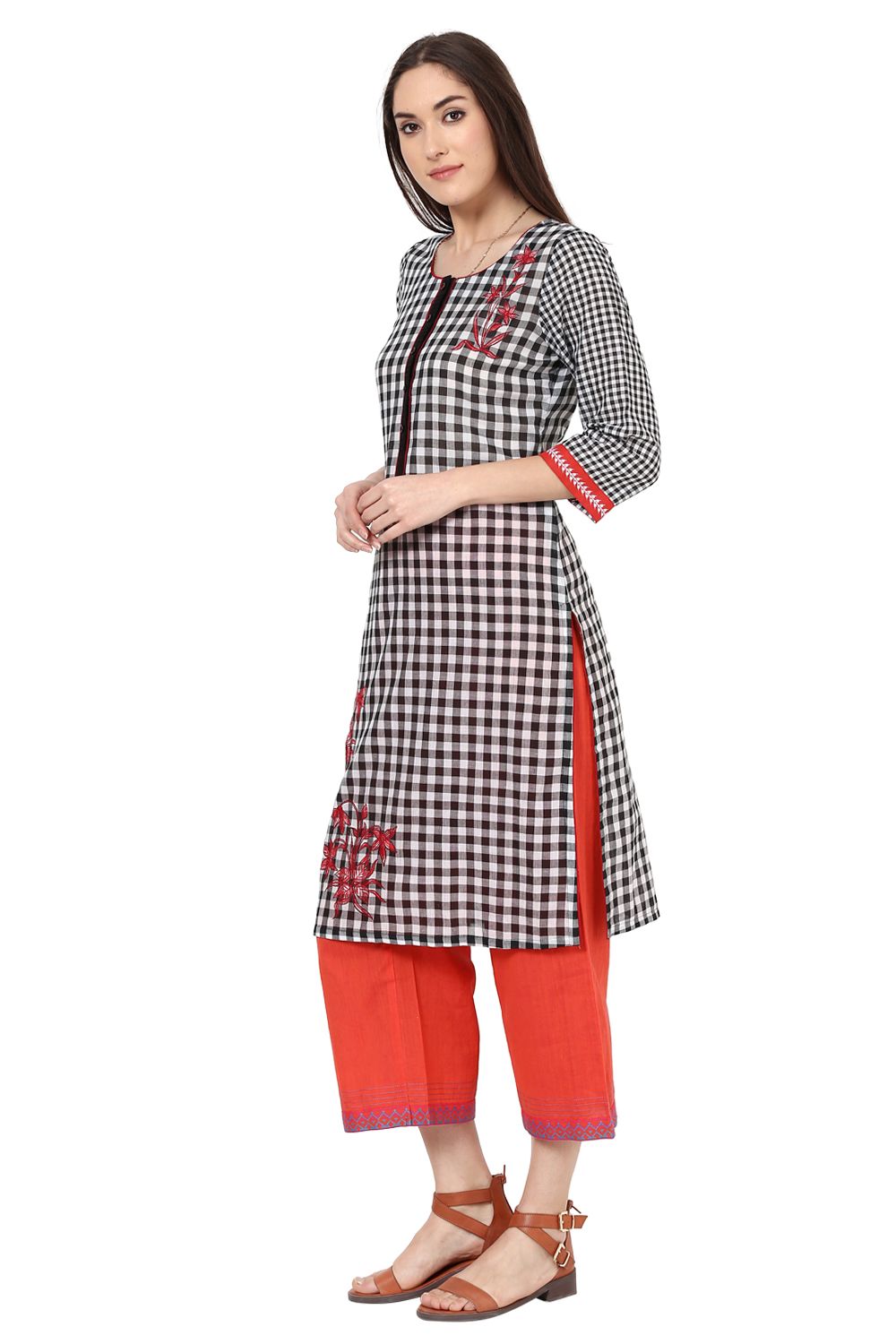 Off White Straight Cotton Kurta image number 2