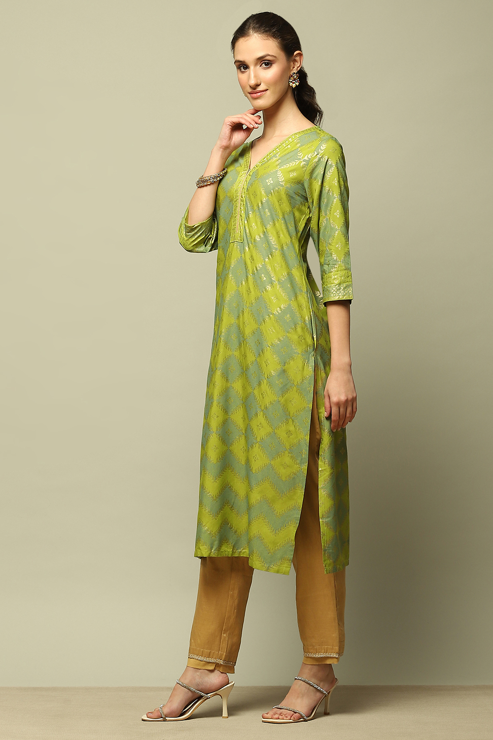 Blue Rayon Printed Straight Kurta image number 2