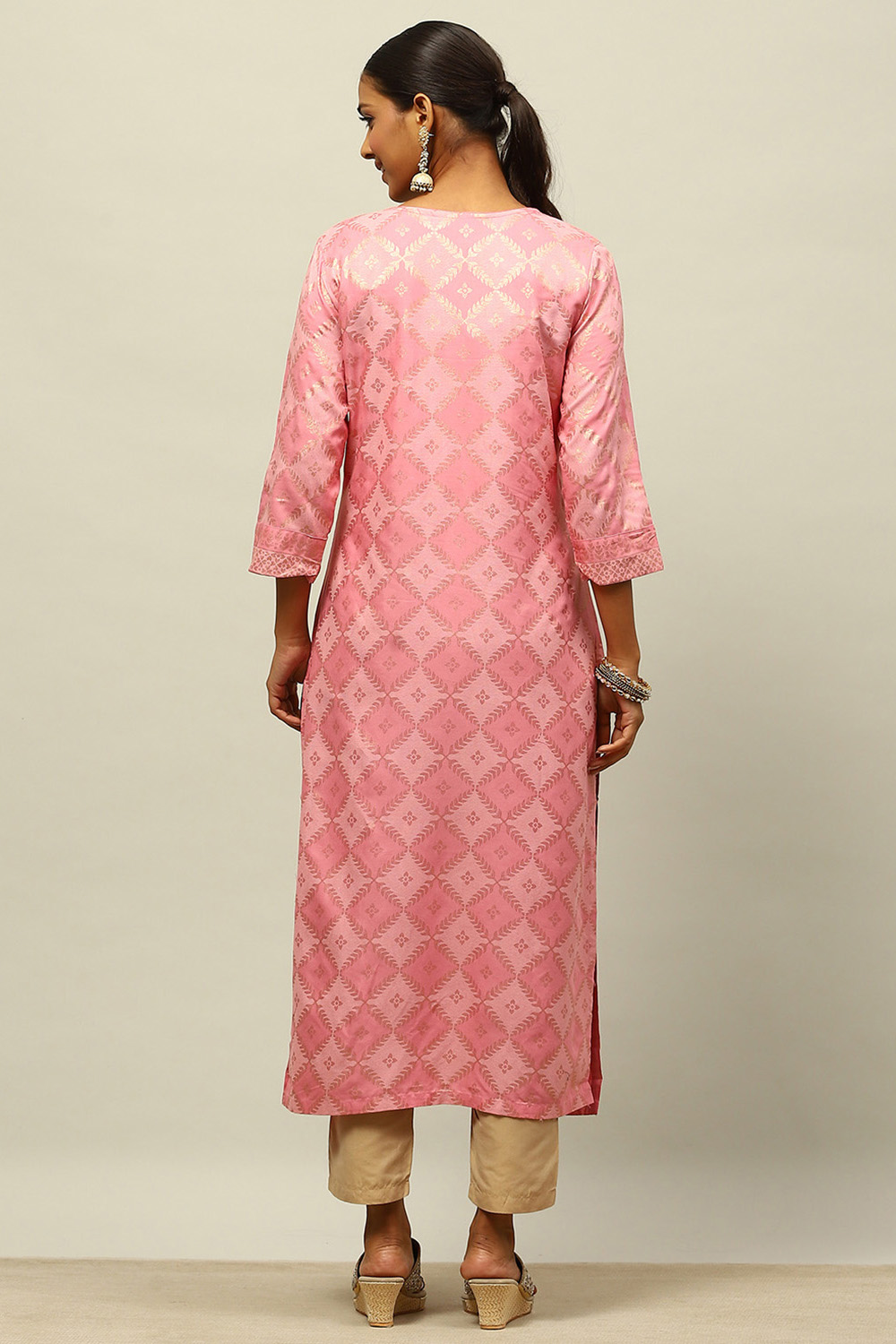 Blue Rayon Printed Straight Kurta image number 3