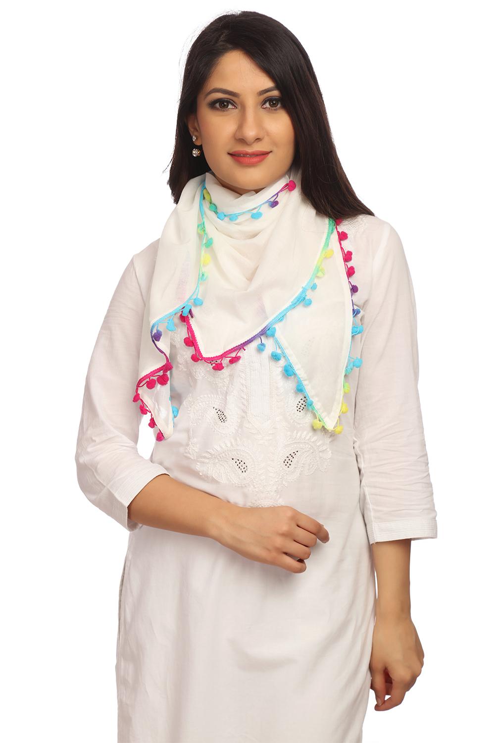 White Cotton Scarf image number 3