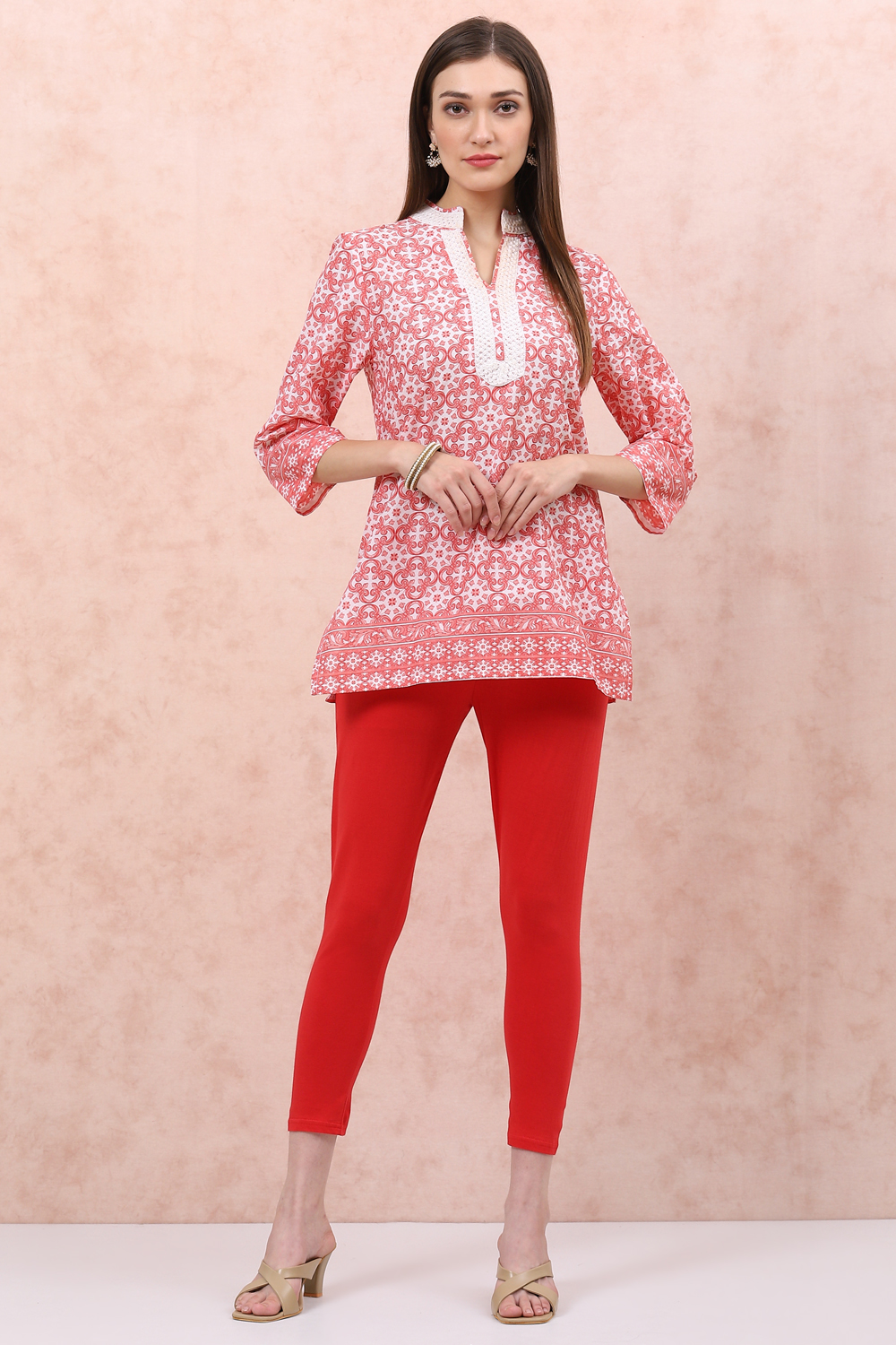 Red Cotton Leggings image number 1