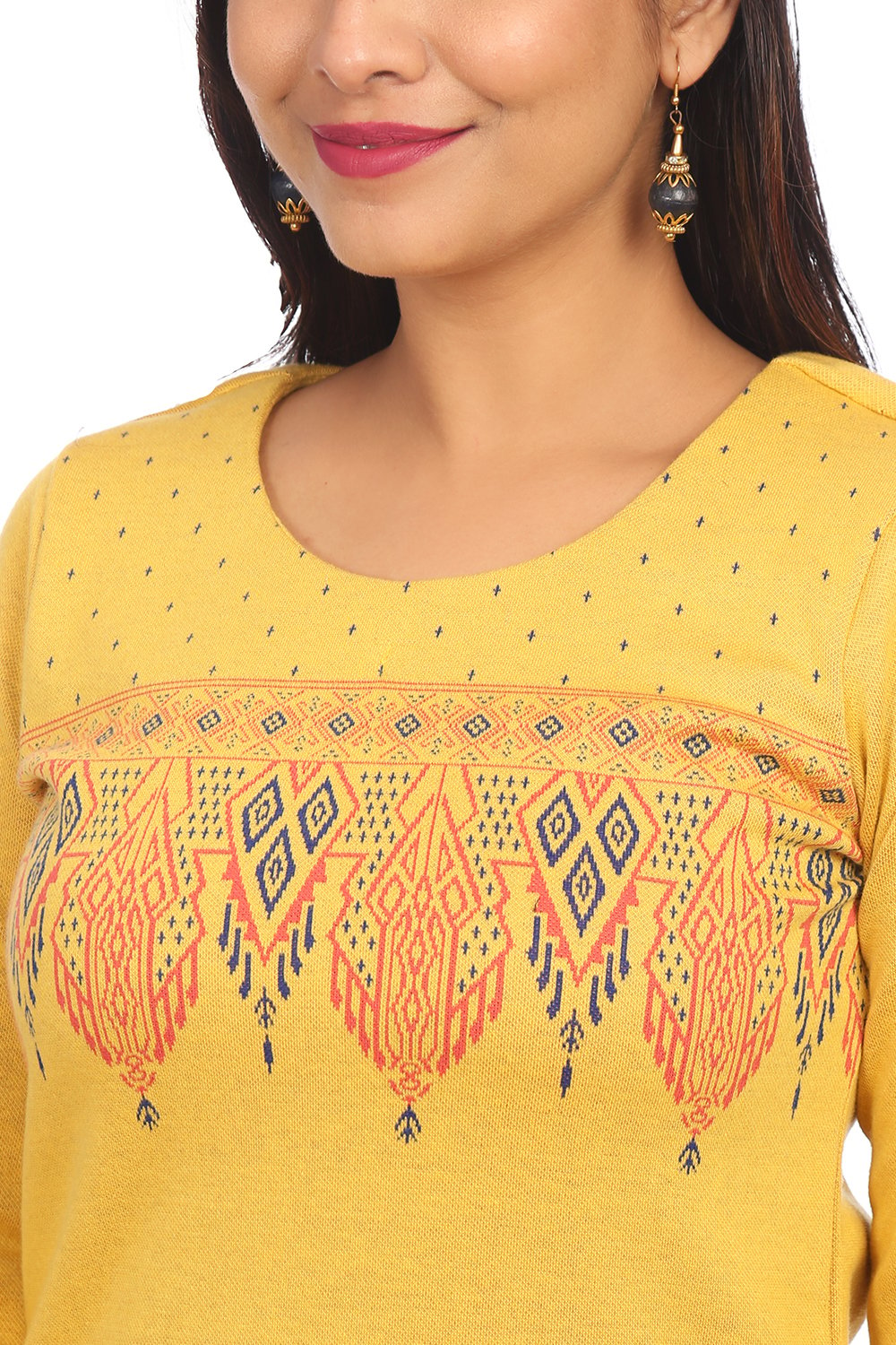 Mustard Poly Cotton Straight Kurta image number 1