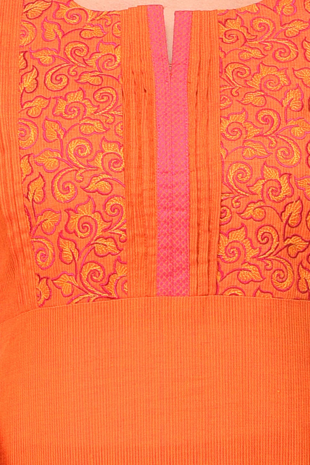 Orange Straight Cotton Kurta image number 4