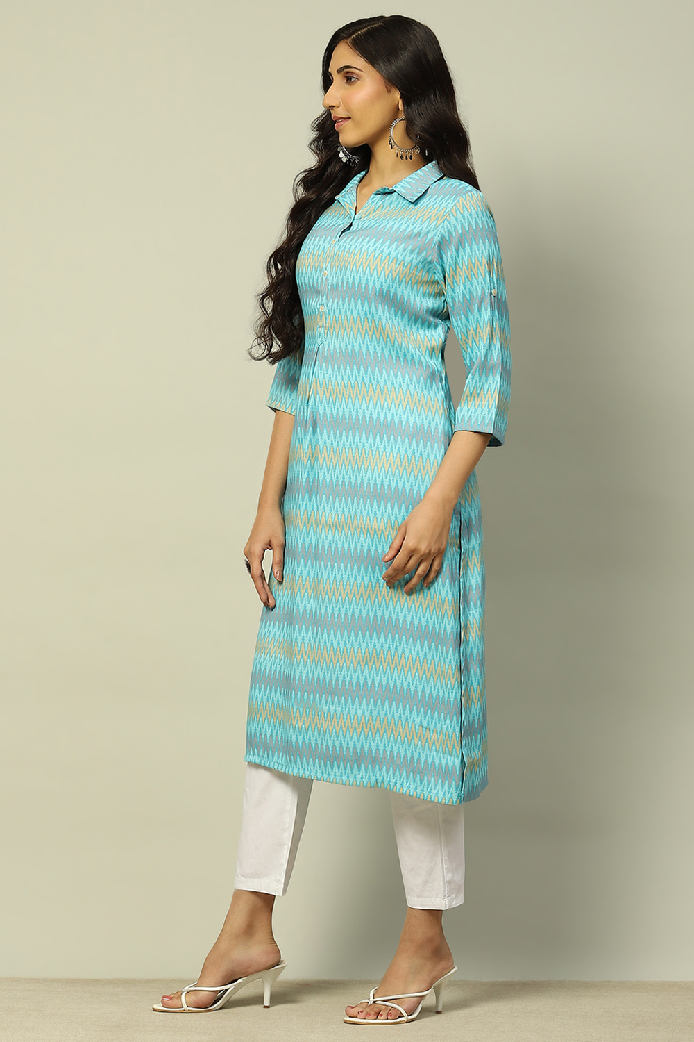 Blue Viscose Blend Printed Straight Kurta image number 2