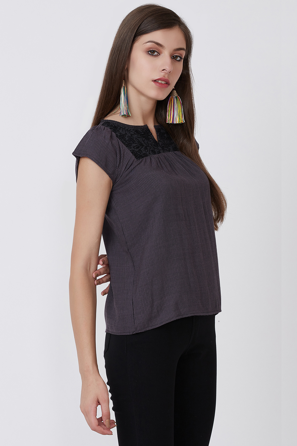 Black Poly Cotton Top image number 0