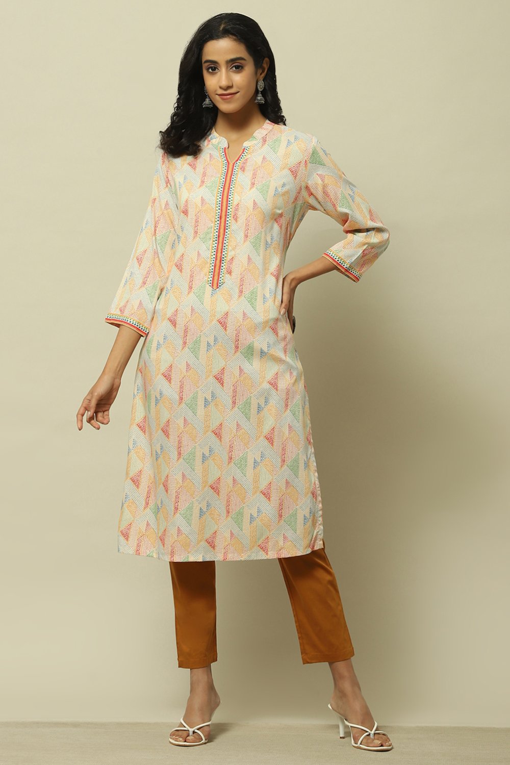 Multi-coloured Printed Straight Kurta image number 0