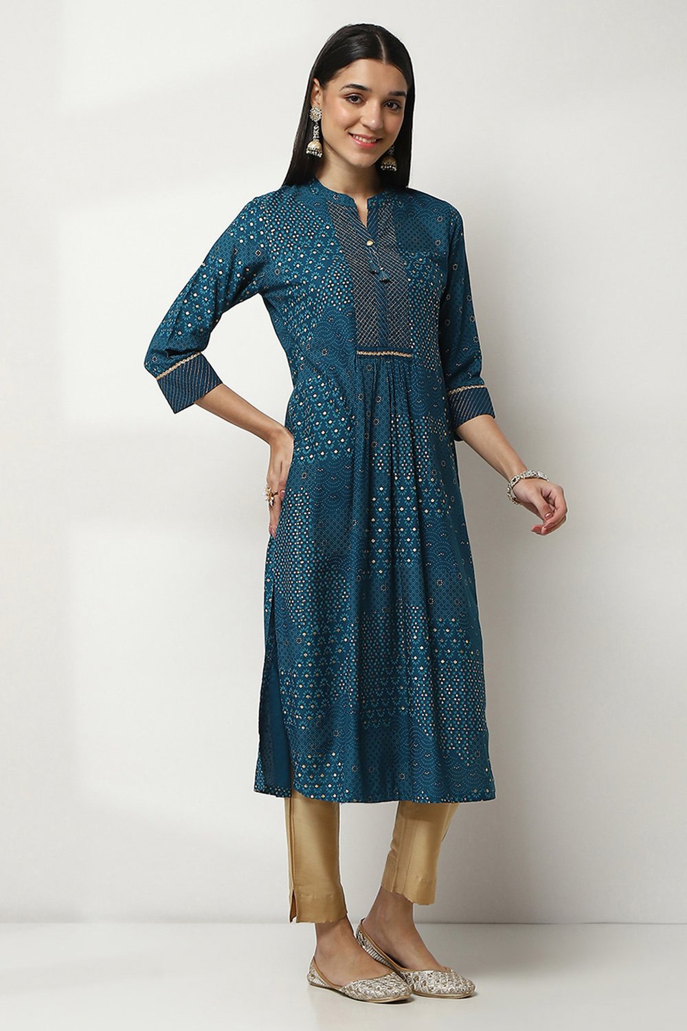 Red Viscose Printed Straight Kurta image number 4