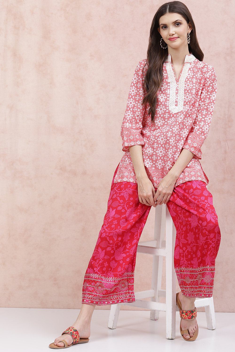 Pink LIVA Palazzo Pants image number 5