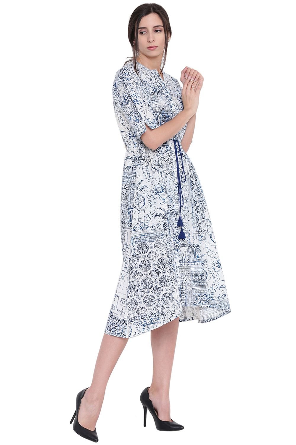 Indigo Cotton A-Line Kurta Dress image number 2