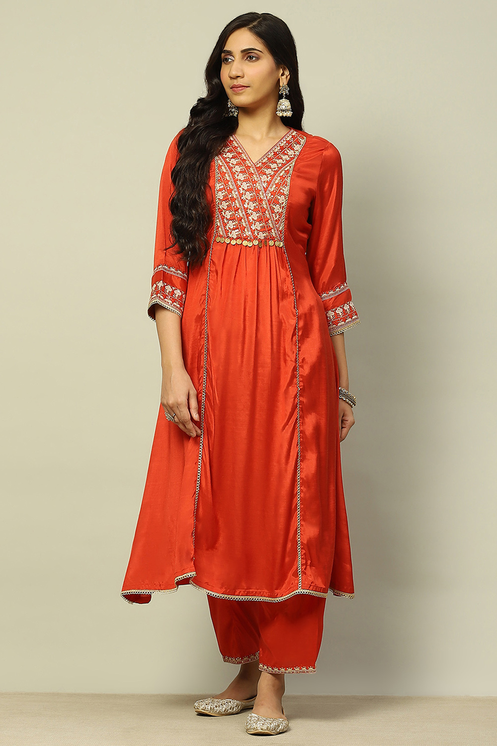 Rust Viscose Shantoon Solid Ankle Length Palazzo image number 0